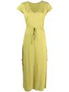 Majestic Filatures Linen Blend Long Dress In Green