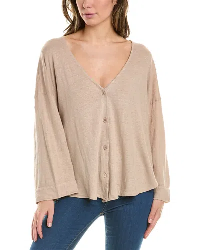 Majestic Filatures Linen-blend Top In Beige