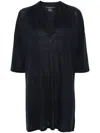 Majestic Filatures Linen Blend Tunic Dress In Blue