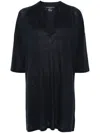 Majestic Filatures Linen Blend Tunic Dress In Blue