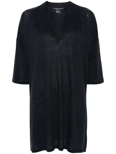 Majestic Filatures Linen Blend Tunic Dress In Blue