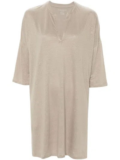 Majestic Filatures Linen Blend Tunic Dress In Gray