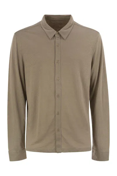 Majestic Filatures Linen Long-sleeved Shirt In Green