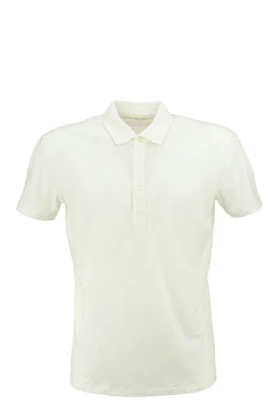 Majestic Filatures Linen Polo Shirt With Short Sleeves In White