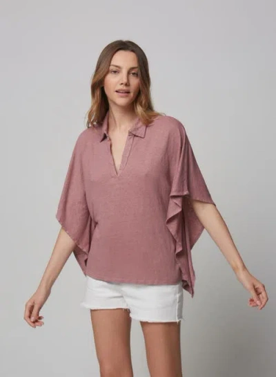 Majestic Filatures Linen Stretch Hand Dye Short Sleeve Batwing In Pink