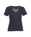 Majestic Filatures Linen T-shirt With Classic V-neck In Black