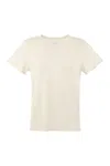 MAJESTIC MAJESTIC FILATURES LINEN V-NECK T-SHIRT WITH SHORT SLEEVES