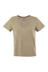 MAJESTIC MAJESTIC FILATURES LINEN V-NECK T-SHIRT WITH SHORT SLEEVES