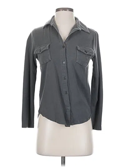 Pre-owned Majestic Filatures Long Sleeve Button Down Shirt In Gray