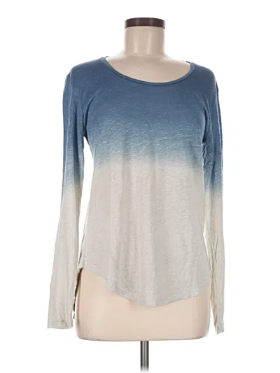 Pre-owned Majestic Filatures Long Sleeve Top Blue Scoop Neck Tops