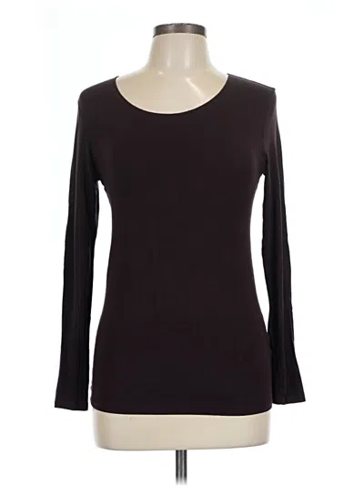 Pre-owned Majestic Filatures Long Sleeve Top Brown Scoop Neck Tops