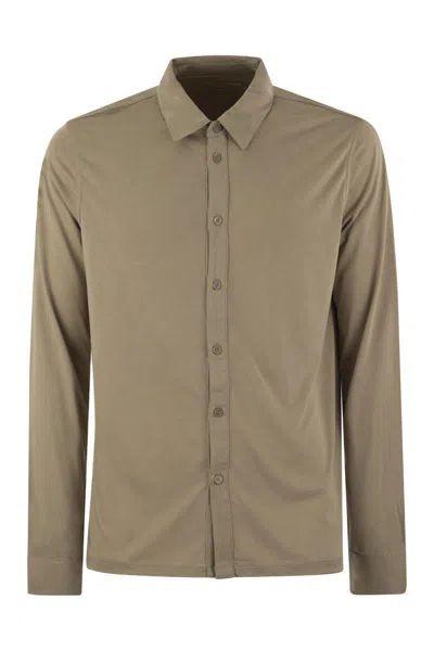 Majestic Filatures Long-sleeved Shirt In Lyocell And Cotton In Beige