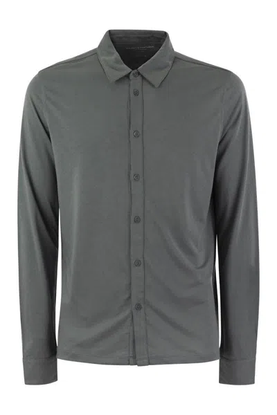 Majestic Filatures Long-sleeved Shirt In Lyocell And Cotton In Grey