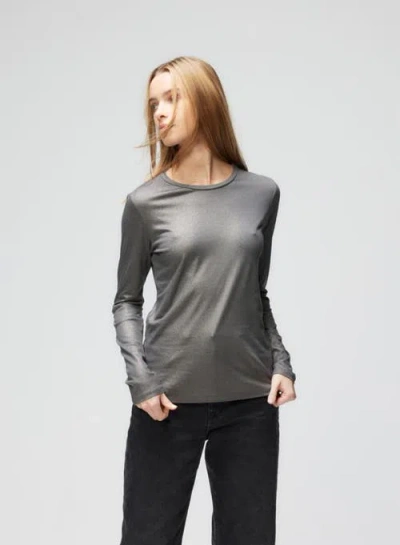 Majestic Filatures Lyocell Cotton Metallic Long Sleeve Crewneck In Gray
