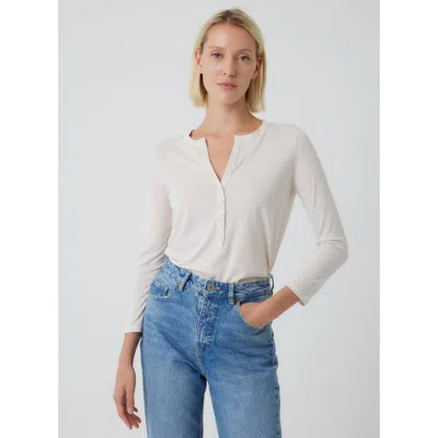 Majestic Filatures Lyocell Cotton Three Quarter Sleeve Henley
