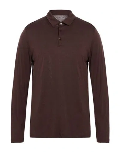 Majestic Filatures Man Polo Shirt Chocolate Brown Size M Lyocell, Organic Cotton In Multi