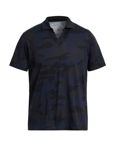 Majestic Filatures Man Polo Shirt Midnight Blue Size M Cotton In Black