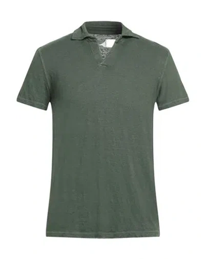 Majestic Filatures Man Polo Shirt Military Green Size M Linen, Elastane