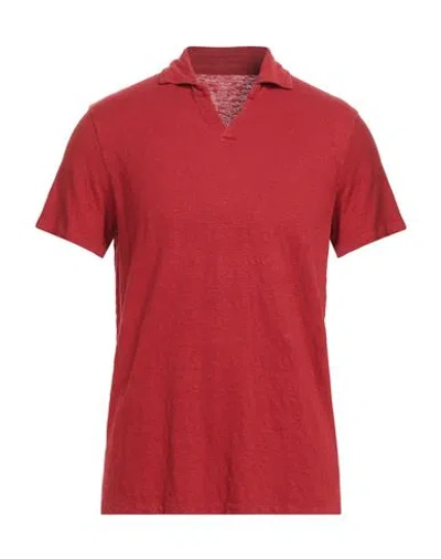 Majestic Filatures Man Polo Shirt Red Size M Linen, Elastane