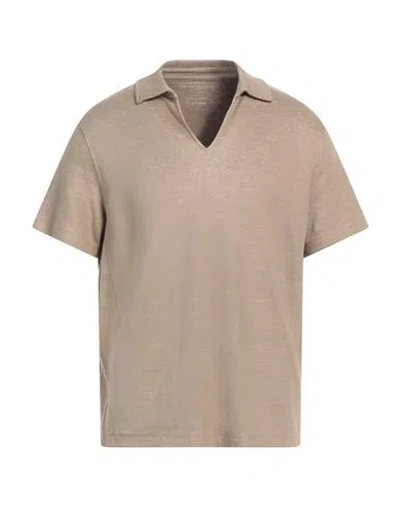 Majestic Filatures Man Polo Shirt Sand Size M Linen In Brown