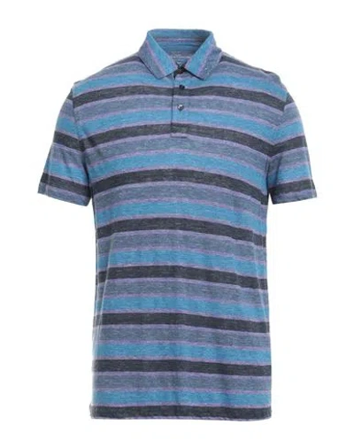 Majestic Filatures Man Polo Shirt Slate Blue Size M Linen
