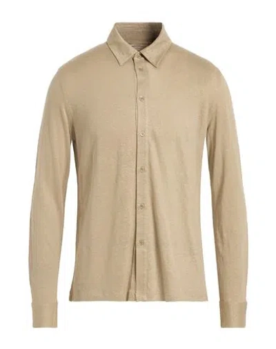 Majestic Filatures Man Shirt Sage Green Size M Linen, Elastane In Brown