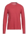Majestic Filatures Man Sweater Tomato Red Size M Linen, Elastane In Tomato Red