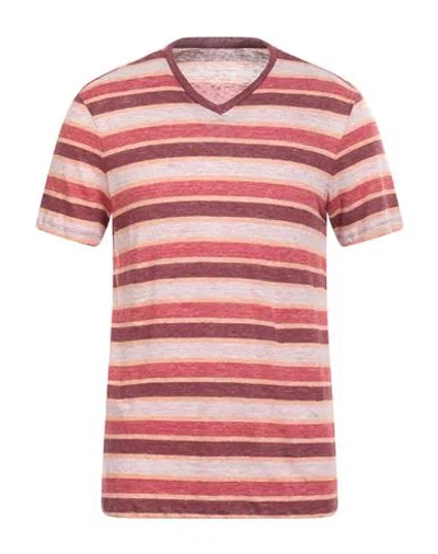 Majestic Filatures Man T-shirt Burgundy Size M Linen In Red