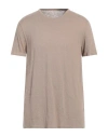 Majestic Filatures Man T-shirt Khaki Size Xxl Linen, Elastane In Beige
