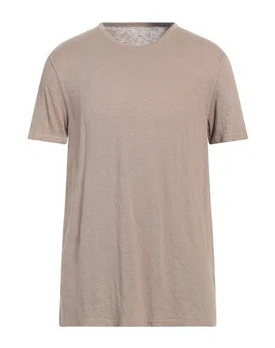 Majestic Filatures Man T-shirt Khaki Size Xxl Linen, Elastane In Beige