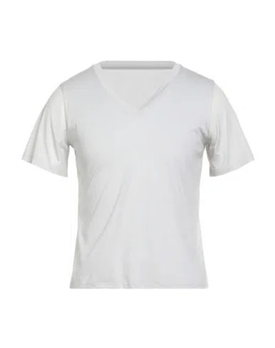 Majestic Filatures Man T-shirt Light Grey Size 1 Silk, Organic Cotton In White