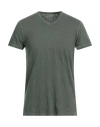 Majestic Filatures Man T-shirt Military Green Size M Linen, Elastane In Green