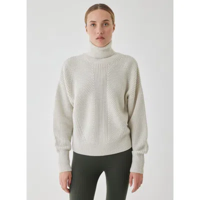 Majestic Filatures Merino Rib Long Sleeve Mock Neck Turtleneck In White