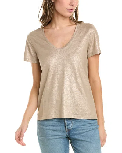 Majestic Filatures Metallic Linen-blend Top In Brown