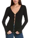 Majestic Filatures Metallic Rib Cardigan In Black
