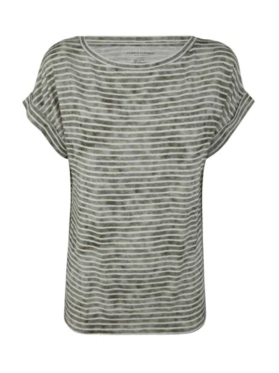 Majestic Revers Sleeves Boat Neck Sweater In Green