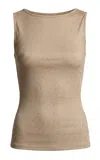 Majestic Ribbed-knit Boat-neck Top In Brown