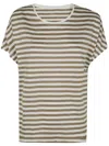 Majestic Filatures Round Neck Short Sleeves Sweater Clothing In Beige