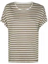 Majestic Filatures Round Neck Short Sleeves Sweater Clothing In Beige