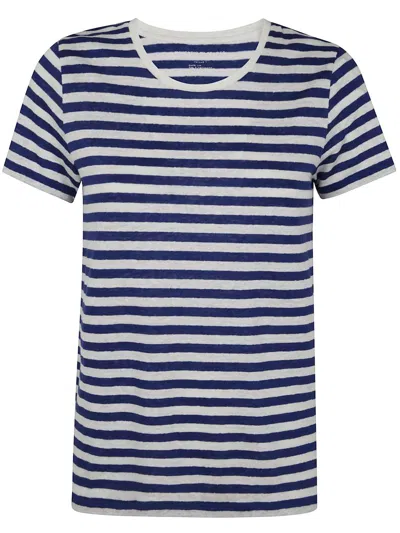 Majestic Filatures Round Neck Short Sleeves Sweater Clothing In Blue