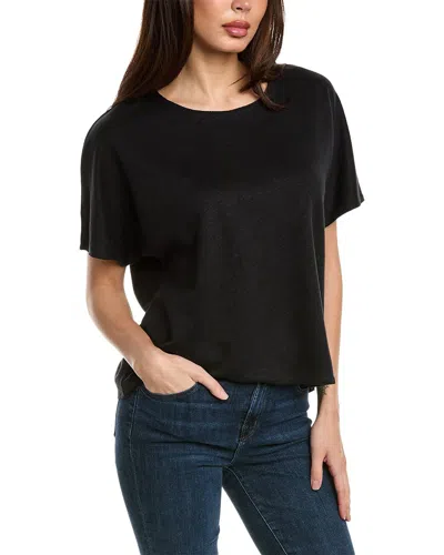 Majestic Filatures Semi Relaxed Linen Pullover In Black
