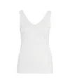 Majestic Filatures Semi-transparent V-neck Top With Slim Straps In White