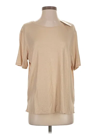 Pre-owned Majestic Filatures Short Sleeve Top Tan Cold Shoulder Neckline Tops