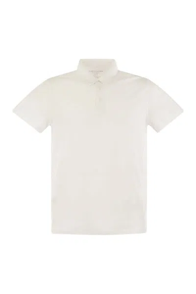 Majestic Filatures Linen Short-sleeved Polo Shirt In White