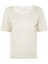Majestic Short Sleeves Round Neck Sweater In Beige
