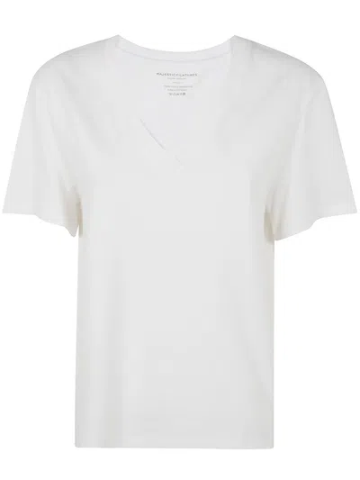 MAJESTIC MAJESTIC FILATURES SHORT SLEEVES V NECK SWEATER CLOTHING