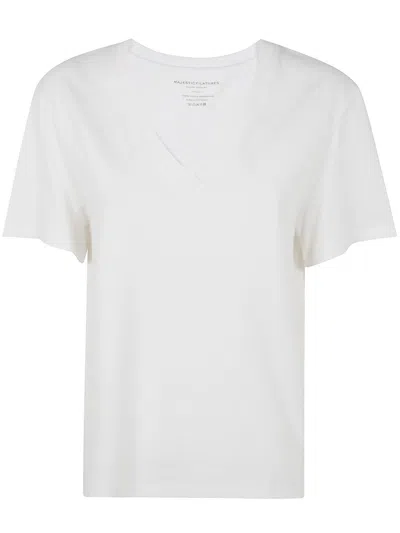 MAJESTIC MAJESTIC FILATURES SHORT SLEEVES V NECK SWEATER