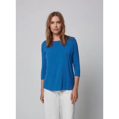 Majestic Filatures Soft Touch 3/4 Sleeve Crewneck In Blue