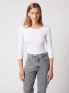 Majestic Filatures Soft Touch 3/4 Sleeve Merrow Edge Boatneck T-shirt In Blanc