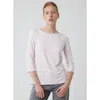 Majestic Filatures Soft Touch 3/4 Sleeve Pleated Back Crewneck Top In Pink